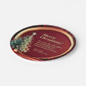 Name Message Company Red Gold + Christmas Tree 7" Pappteller (Schrägansicht)