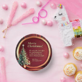 Name Message Company Red Gold + Weihnachtsbaum Pappteller (Party)