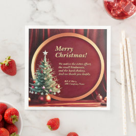 Name Message Company Red Gold + Weihnachtsbaum Serviette
