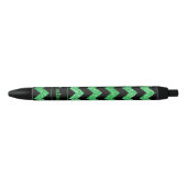 Name Mid Green Zig Zag auf schwarz Kugelschreiber (Vorderseite)