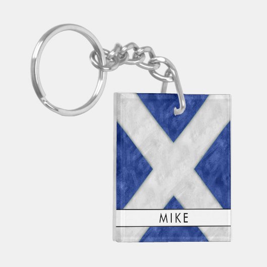 Name + Mike für das automatische Signal M Schlüsselanhänger (Vorderseite links)