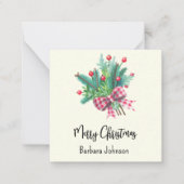 Name, Mini 2.5-in Ivory Merry Christmas Flat Mitteilungskarte (Vorderseite)