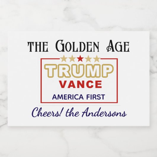 Name, Mini-Flaschen Präsident Trump, das goldene Z Schaumweinetikett (Einzelnes Label)
