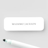 Name Minimalist Modern Plain Simple Black White Namensschild (Beispiel)