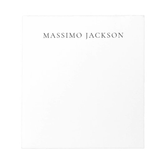 Name Minimalist Modern Plain Simple Black White Notizblock (Vorderseite)