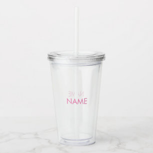 Name, minimalistisch rosa Klartext anpassen Acryltrinkbecher
