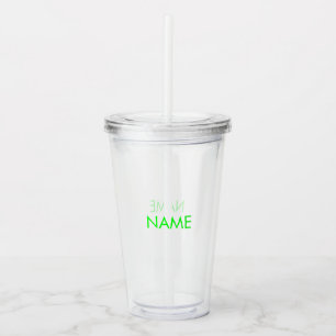 Name, minimalistisches Neongrün anpassen Acryltrinkbecher