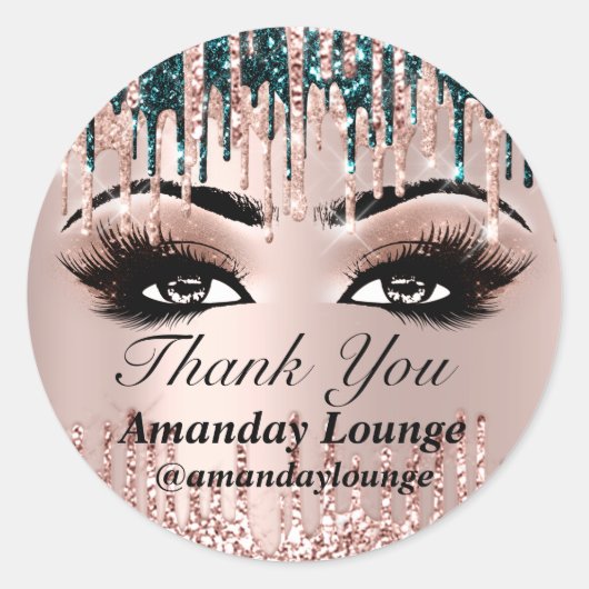 Name Mink Lashes Extension Tropfens Rose Vielen Da Runder Aufkleber (Vorderseite)
