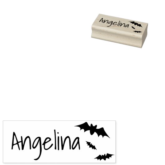 Name mit Bats Graphic Symbol Cool Halloween Text Gummistempel (Stempel)