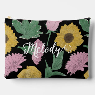 Name mit gemusterten Blumen Kosmetik Zubehörtasche