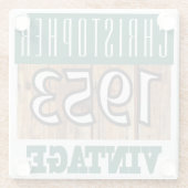 Name mit Jahr 1953 Vintager Untersetzer aus Glas (Rückseite)