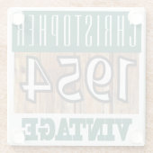 Name mit Jahr 1954 Vintager Untersetzer aus Glas (Rückseite)