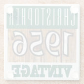 Name mit Jahr 1956 Vintager Untersetzer aus Glas (Rückseite)