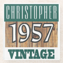 Name mit Jahr 1957 Vintager Untersetzer aus Glas