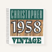 Name mit Jahr 1958 Vintages Notebook Notizblock (Vorderseite)