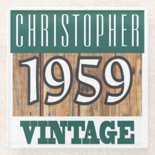 Name mit Jahr 1959 Vintager Untersetzer aus Glas