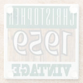 Name mit Jahr 1959 Vintager Untersetzer aus Glas (Rückseite)
