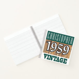 Name mit Jahr 1959 Vintages Notebook Notizblock