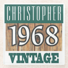 Name mit Jahr 1968 Vintager Untersetzer aus Glas