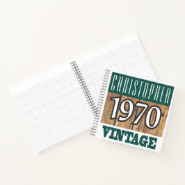 Name mit Jahr 1970 Vintages Notebook Notizblock