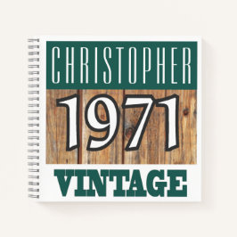 Name mit Jahr 1971 Vintages Notebook Notizblock