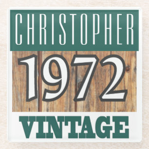 Name mit Jahr 1972 Vintager Untersetzer aus Glas