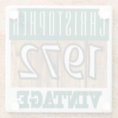 Name mit Jahr 1972 Vintager Untersetzer aus Glas (Rückseite)