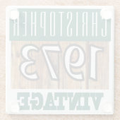 Name mit Jahr 1973 Vintager Untersetzer aus Glas (Rückseite)