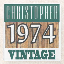 Name mit Jahr 1974 Vintager Untersetzer aus Glas