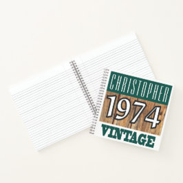 Name mit Jahr 1974 Vintages Notebook Notizblock