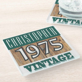 Name mit Jahr 1975 Vintager Untersetzer aus Glas