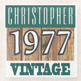 Name mit Jahr 1977 Vintager Untersetzer aus Glas