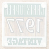 Name mit Jahr 1977 Vintager Untersetzer aus Glas (Rückseite)