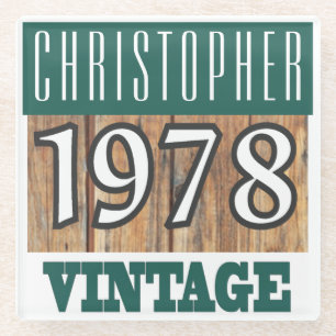 Name mit Jahr 1978 Vintager Untersetzer aus Glas