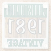 Name mit Jahr 1981 Vintager Untersetzer aus Glas (Rückseite)