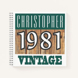 Name mit Jahr 1981 Vintages Notebook Notizblock
