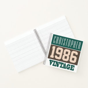 Name mit Jahr 1986 Vintages Notebook Notizblock