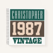 Name mit Jahr 1987 Vintages Notebook Notizblock (Vorderseite)