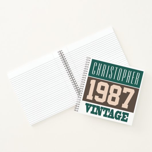 Name mit Jahr 1987 Vintages Notebook Notizblock (Innenseite)