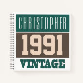 Name mit Jahr 1991 Vintages Notebook Notizblock (Vorderseite)