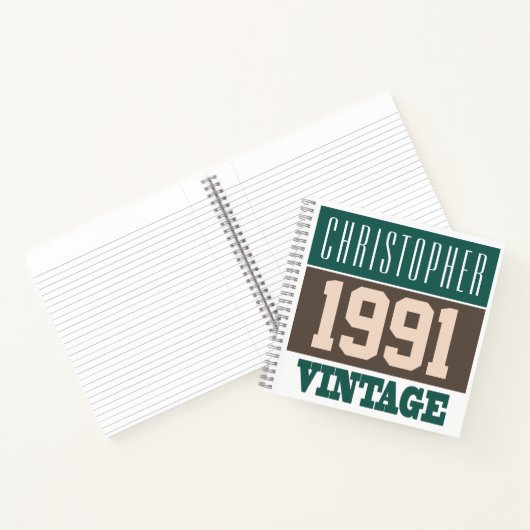 Name mit Jahr 1991 Vintages Notebook Notizblock (Innenseite)