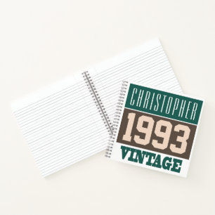 Name mit Jahr 1993 Vintage Notizbuch