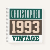 Name mit Jahr 1993 Vintages Notebook Notizblock (Vorderseite)