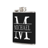 Name mit Monogramm dunkelgrau Flachmann (Links)
