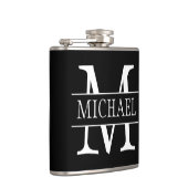 Name mit Monogramm dunkelgrau Flachmann (Rechts)
