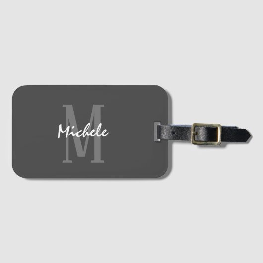 Name mit Monogramm Gepäckanhänger (Vorderseite (Horizontal))