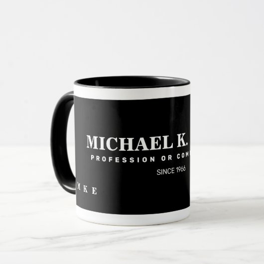 Name Mit Monogramm Modern Black Tasse (Vorderseite Links)
