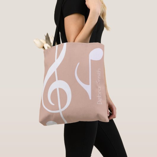 Name mit Musical Notes Dusty Rose (beiderseits) Tasche (Von Nahem)