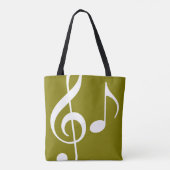 Name mit Musical Notes Olive Green (beide Seiten) Tasche (Rückseite)