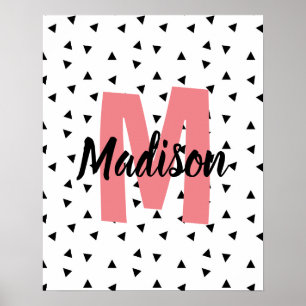 Name mit rosa Monogramm personalisierter Namensdru Poster